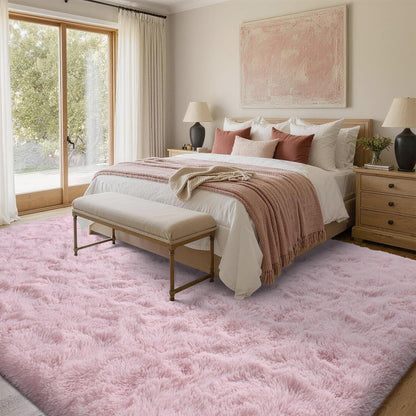 FinRèc Pink Rugs for Bedroom Living Room, 3x5 Feet Fluffy Shag Area Rug, Non-Slip Fuzzy Furry Rug for Kids Room Girl Dorm Room Home Decor, Indoor Shaggy Floor Carpet