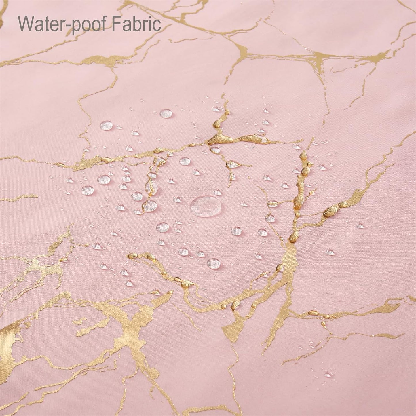 Pink Shower Curtain - Luxury Foil Gold Printed Pink and Gold Marble Shower Curtains for Bathroom, Glitter Bathroom Curtain with Hooks, Waterproof Washable Fabric, Standard 72x72 Inches