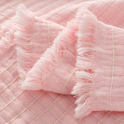 Muslin Throw Blanket for Bed 100% Cotton Gauze Fall Blankets Lightweight Soft Cozy Breathable Summer Throws for Adults All Seasons Use,90"x90" Queen Size Pink