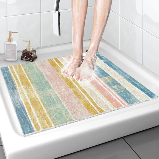 Loofah Shower Mat Bath Mat: 48x24 Inch Square Bath Mat for Inside Shower - Soft Non-Slip - Shower Safety Mat for Bathroom Wet Areas Stall Tub