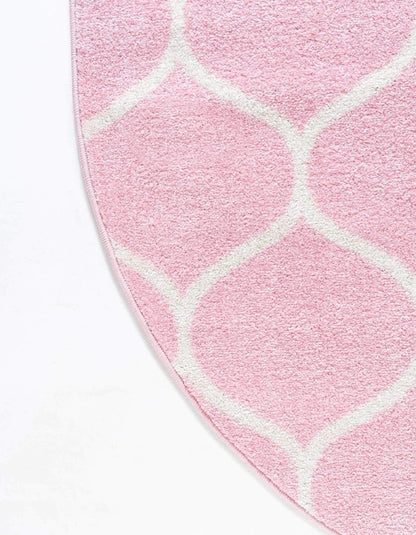 Unique Loom Trellis Frieze Collection Area Rug - Rounded (4' x 6' Oval, Light Pink/ Ivory)