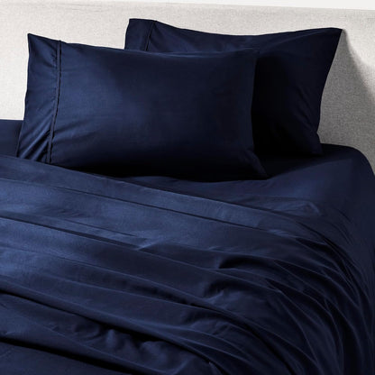 PeachSkinSheets Cooling Bed Sheets for Hot Sleepers - Ultra-Soft Breathable Peachskin Performance Fabric™, Moisture-Wicking, Deep Pocket Sheet Set, Oeko-TEX®, (Queen Size, Mariner Blue)
