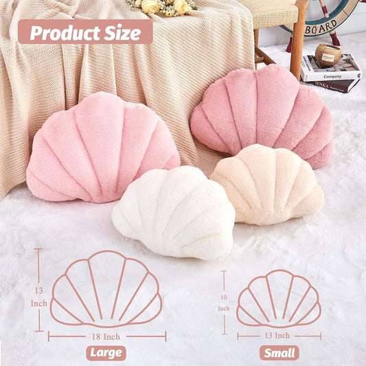 Seashell Pillow Sea Shell Decorative Throw Pillows for Bed Aesthetic Room Decor Dusty Pink Shell Shaped Pillow Cute Beach Plush Pillows for Couch (13x10 Inch)