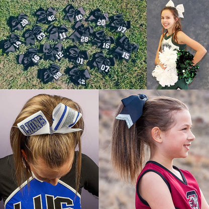 2 PCS 8 Inch Large Pink Cheer Hair Bows Ponytail Holder Elastic Band Handmade for Cheerleaders Teen Girls College Sports