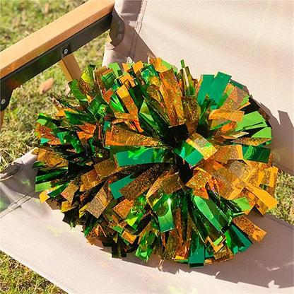 Shining Cheer Pom Poms 3pcs Colorful Laser Cheerleading Pom Poms with Baton Handle for Team Spirit Sports Dance Cheering