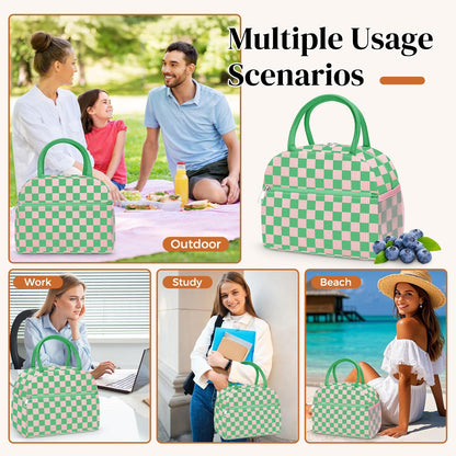 DALINDA Corduroy Lunch Bag Lunch Box for Women Men,Cute Insulated Lunch Bags,Water-Resistant Cute Cooler Lunch Tote Bag, Reusable LunchBox Large Capacity for Work Travel Picnic