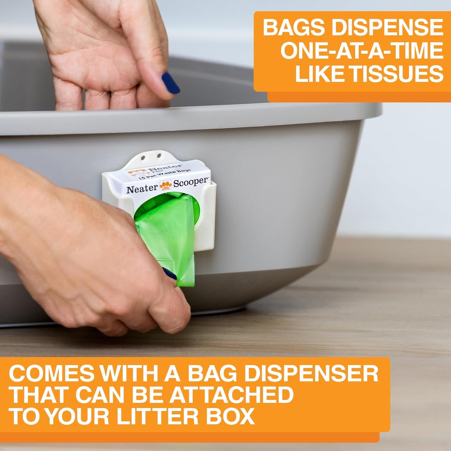 Neater Pet Brands Neater Scooper Standard Cat Litter Scoop, 60 Refill Bags – Mess-Free Cat Litter Scooper with Bag, Spill-Proof Kitty Box Sifter, Bin Doubles as Scoop Holder, For Single-Cat Households