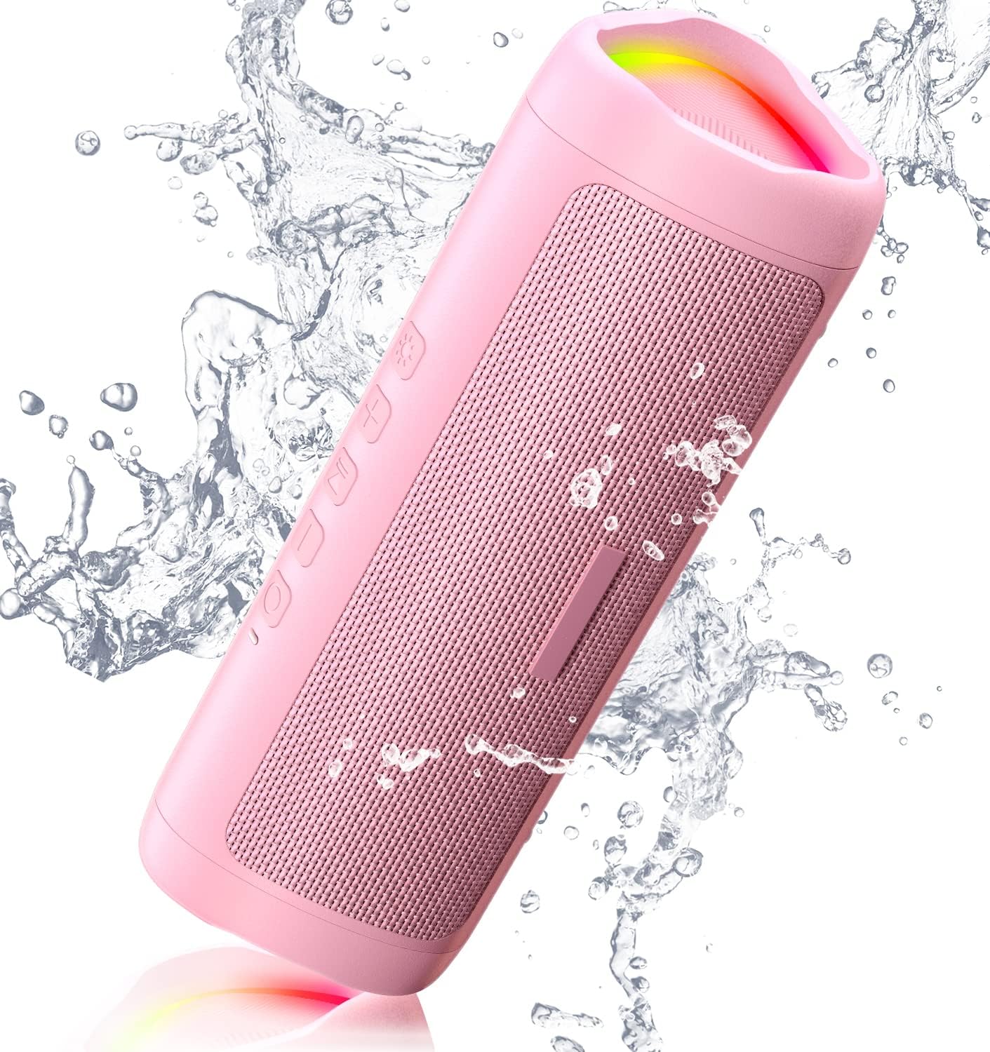 Bluetooth Speaker, 20W HD Sound, Portable Wireless, IPX5 Waterproof, Up to 24H Playtime, TWS, for Home/Party/Outdoor/Camping/Beach Essentials, Birthday Gift for Fathers Day Men Dad Husband (Pink)