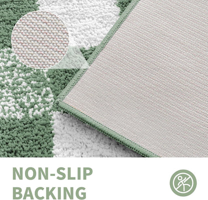 CozeCube Checkered Bath mats for Bathroom Non Slip, Fluffy Absorbent Microfiber Bath mat Washable, Aesthetic Bathroom Rugs, Cute Bath mat Set for Shower Sink, Pink Plus Green, 24" x 16
