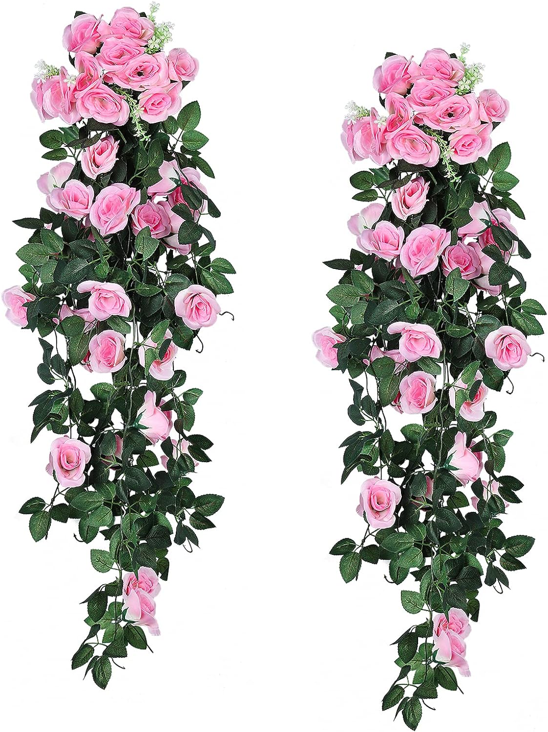 RECUTMS Fake Hanging Flowers, 2 PCS Pink Rose Artificial Flower Vines, 3.3Ft Blush Pink Roses for Wall Decor, Wedding, Home, Bridal Shower, Valentines, Easter, Friendship Day Party Decoration (Pink)