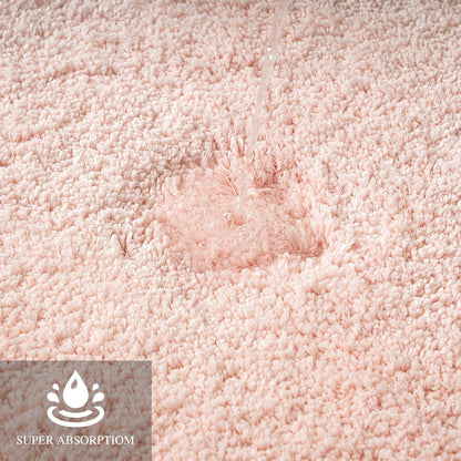 MIULEE Blush Bathroom Rugs Set 2 Piece, Small Soft Absorbent Microfiber Bath Mat Set, Non Slip Quick Dry Machine Washable Plush Shaggy Bath Rugs for Bathroom Floor, Tub and Shower, 16x24 inches