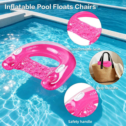 Inflatable Pool Floats Adult, PVC Material Floating Lounge Chairs with Cup Holders, Comfortable Hammock Noodle Mat Floating Beach Seat for Party Summer, Pool, Lake, Beach or River Relaxation