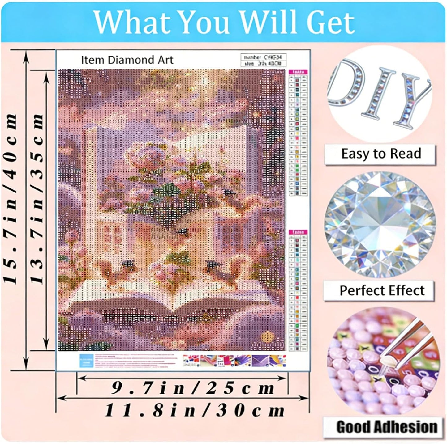 Full Drill Diamond Painting Kit, 12x16 Inch Pink Enchanted Open Book & Graduation Cap Squirrels Theme, DIY Fantasy Craft for Adults Teens, Whimsical Glowing Fairy-Tale Wall Decor