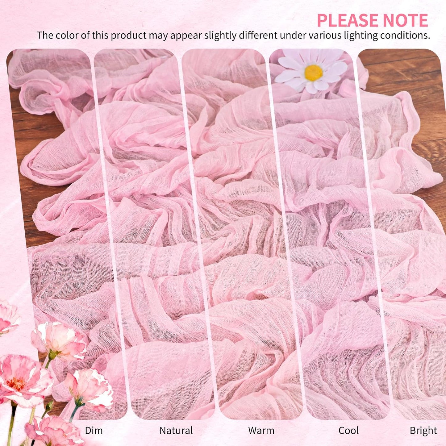30 Pack Cheesecloth Table Runner 10FT Light Pink Table Runner Boho Gauze Cheese Cloth Table Runners Long Rustic Sheer Table Decorations for Wedding Party Baby Bridal Shower Birthday Holiday Home