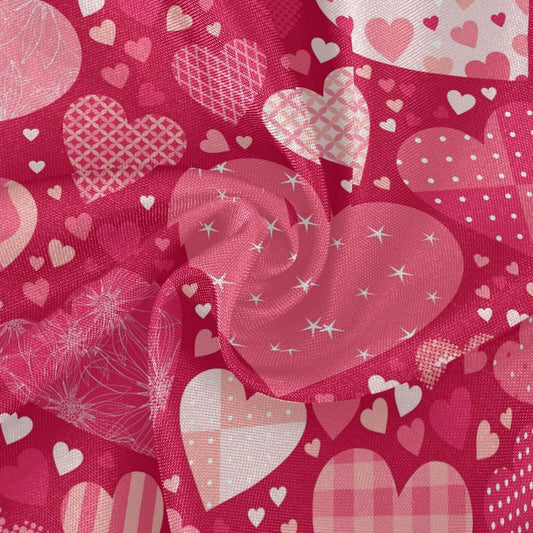 Valentine's Day Round Tablecloth 60 Inches Pink Red Hearts Lace Table Cloth Water Resistant Spillproof Wrinkle Free Love Hearts Valentines Table Cover