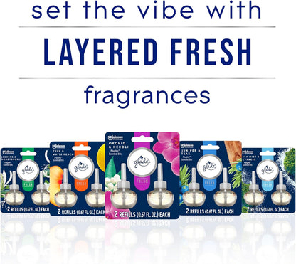 Glade PlugIns Refills Air Freshener, Scented and Essential Oils for Home and Bathroom, Yuzu & White Peach, Fresh Collection 1.34 Fl Oz, 2 Count
