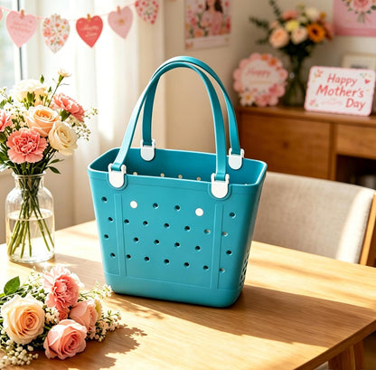 Rubber Beach Bag, Waterproof Travel Bags Washable Open Tote Bags for Beach（Small&Medium&Large& XL Beach Tote）