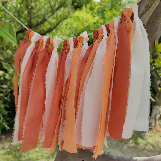 Chiffon Tsaasel Garland for Burnt Orche Coral Peach Orange Wedding Tea Party Hanging Party Decorations Birthday Bridal Baby Shower
