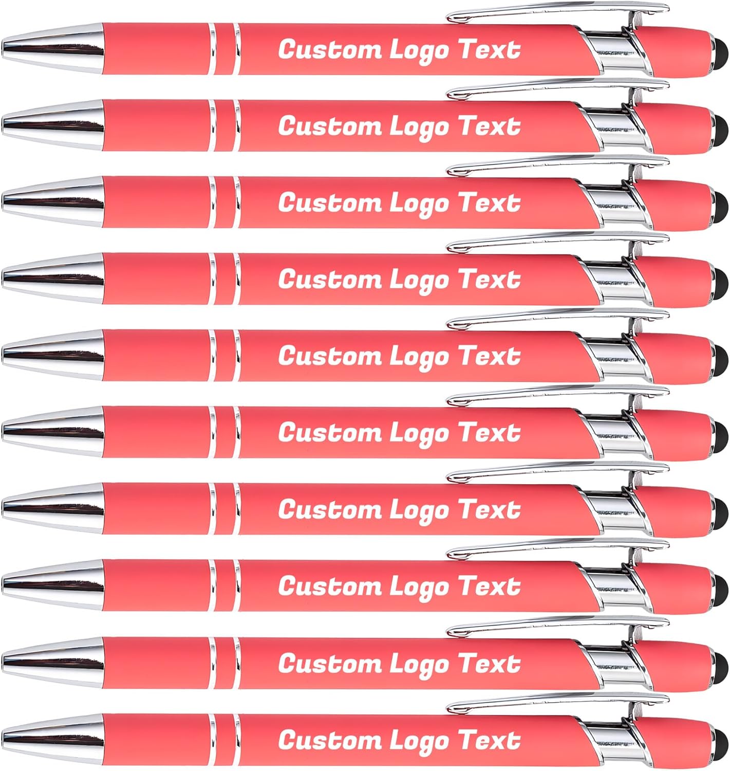 Personalized Pens with Name Text Logo Custom Ballpoint Pen for Business Office Events with Stylus for Touchscreen 50 Pcs Peach