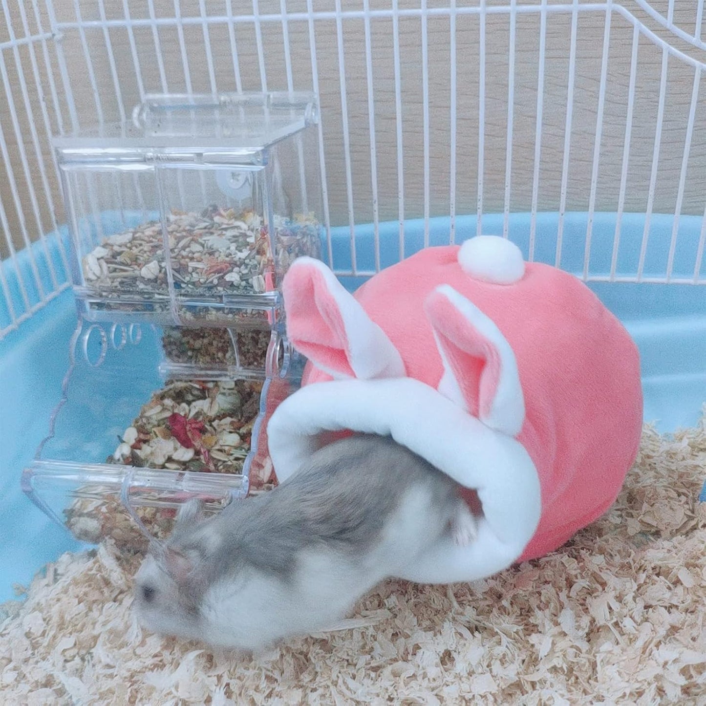 WishLotus Hamster Bed, Mini Soft and Warm Hamster House Cute Non-Slip Hamster Sleeping nest Small Animals Bedding House for Dwarf Hamsters, Mini Hedgehogs and Small Pets (Pink)