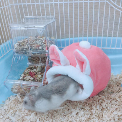 WishLotus Hamster Bed, Mini Soft and Warm Hamster House Cute Non-Slip Hamster Sleeping nest Small Animals Bedding House for Dwarf Hamsters, Mini Hedgehogs and Small Pets (Pink)