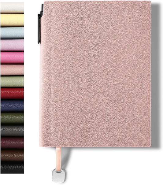 Lined Journal Notebook for Women A5 Softcover PU Leather Journals for Writing 160 Pages Daily Journaling College Ruled Notebooks for Work School Note Taking, Business 6.38'' X 8.28'' Pink