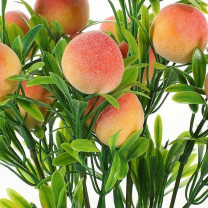 Beaupretty Artificial Peach Flowers and Bike Basket Set, Small Faux Floral Centerpiece with Plastic Pot, Wedding and Party Decor for Table Display