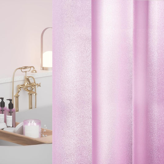 SeenusWaterproof Dreamy Pink Glitter PEVA Shower Curtain Liner, Cute Sparkle Plastic Shower Curtain with 3 Magnets, 72 x 72 inch Lovely Shimmery Bathroom Décor Shower Curtain or Liner Rose Pink