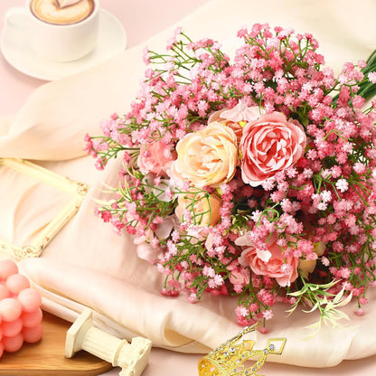 Janinka 20 Pcs Baby Breath Artificial Flowers Bulk Artificial Baby Breath Gypsophila Flower 20.8 Inch Faux Gypsophila Bouquet Fake Floral Greenery for Wedding Party Decor (Pink)