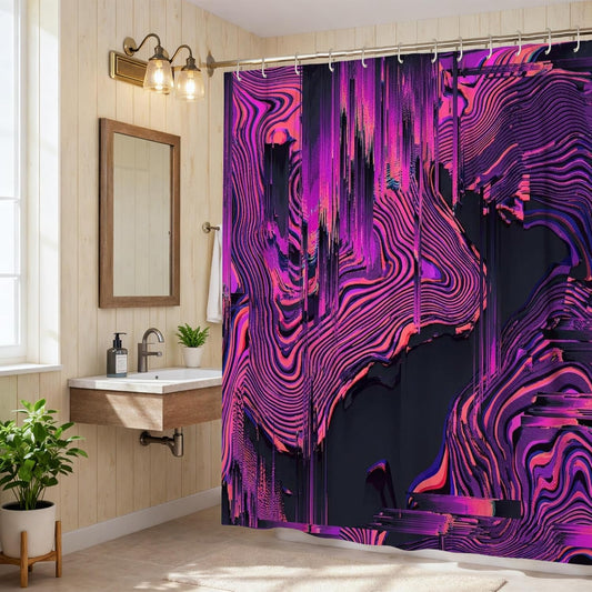 Swirls Shower Curtain, Modern Abstract Lines Gradient None Peach Waterproof Fabric Bathtub Cloth Curtains Decor for Bathroom Guest Room 62x72 Inch