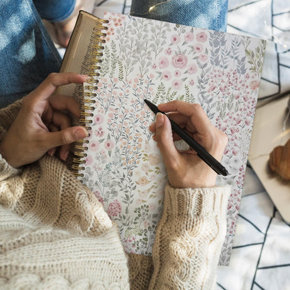Cute Spiral Notebook Journal for Women, Floral Pastel Pretty A4 Hardcover Spiral Notebook for Women School Aesthetic Pink Journal for Teen Girls - A4 8.5"x11" [Hardcover-spiral]