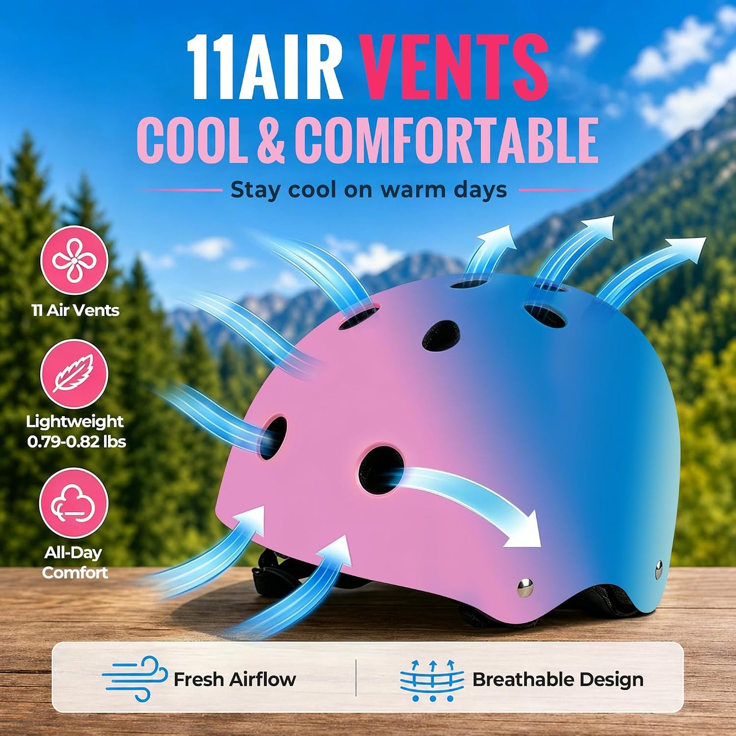 Kids Bike Helmet, Toddler Helmet for Youth Boys Girls Ages 3-5/5-8/8-14 Year Old, Adjustable Fit & Lightweight, Multi-Sport Safety for Skateboard Skating Bicycle Scooter Cycling