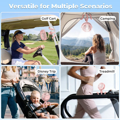 AMACOOL Battery Operated Stroller Fan, Baby Travel Essentials for Beach Disney, Newborn Boy & Girl Showers Gifts Registry Search, Flexible Tripod Clip On Fan for Car Seat Wagon Crib Bike Treadmill