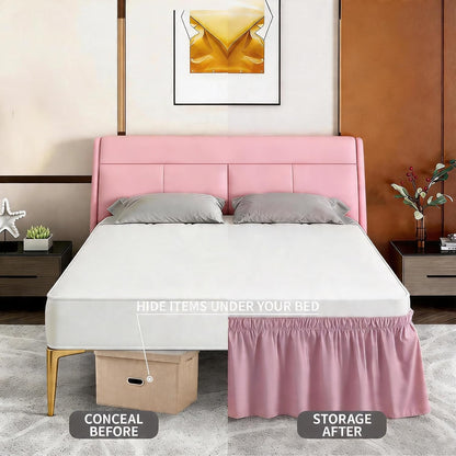 ANARACHON Full Bed Skirt, Elastic Wrap Around Bed Skirt Full Size, Bed Skirts for Adjustable Bed, Easy Fit with 14" Drop Length Tailored Drop Dust Ruffle (Pink)