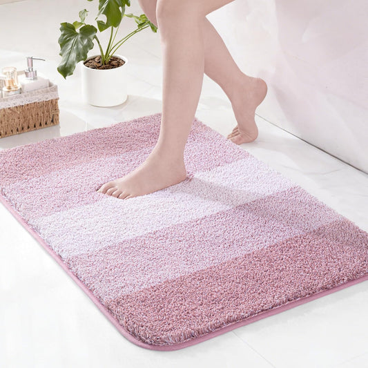 Exclusivo Mezcla Bathroom Rugs Mat 17x24, Extra Soft Non Slip Absorbent Microfiber Bath Rugs, Machine Washable Quick Dry Bath Mats for Bathroom Floor, Shower, Home Decor, Gradient Pink