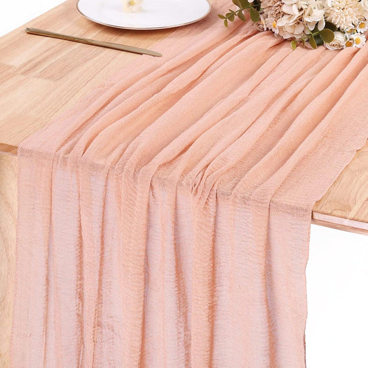13ft Peach Cheesecloth Table Runner for Wedding Baby Bridal Shower Party 35x157 Inches Boho Gauze Cheese Cloth Table Runner Spring Summer Home Decorations