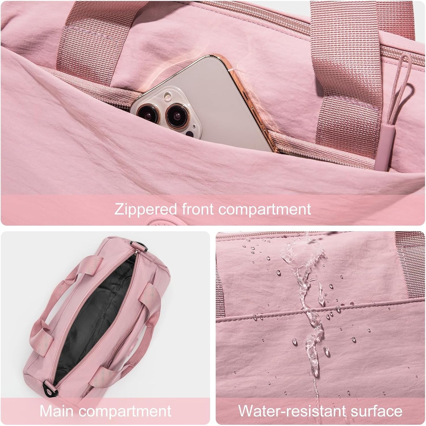 Mini Gym Bag for Women Men, Travel Gymnastics Sports Dance Ballet Samll Duffle Bag Gym Tote Organizer with Toiletry Pouch (Pink with Toiletry Bag)