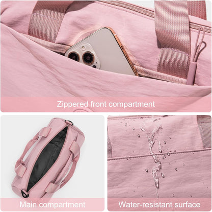 Mini Gym Bag for Women Men, Travel Gymnastics Sports Dance Ballet Samll Duffle Bag Gym Tote Organizer with Toiletry Pouch (Pink with Toiletry Bag)