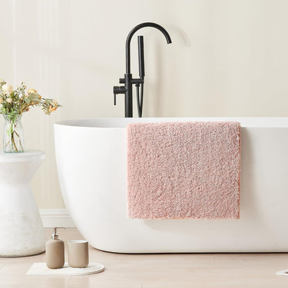 CozeCube Upgraded Shaggy Bath mat for Bathroom Non Slip 15.7" X 23.6", Super Soft Quick Dry Bath Rugs, Fluffy Plush Bathroom Rugs Machine Washable, Dusty Pink