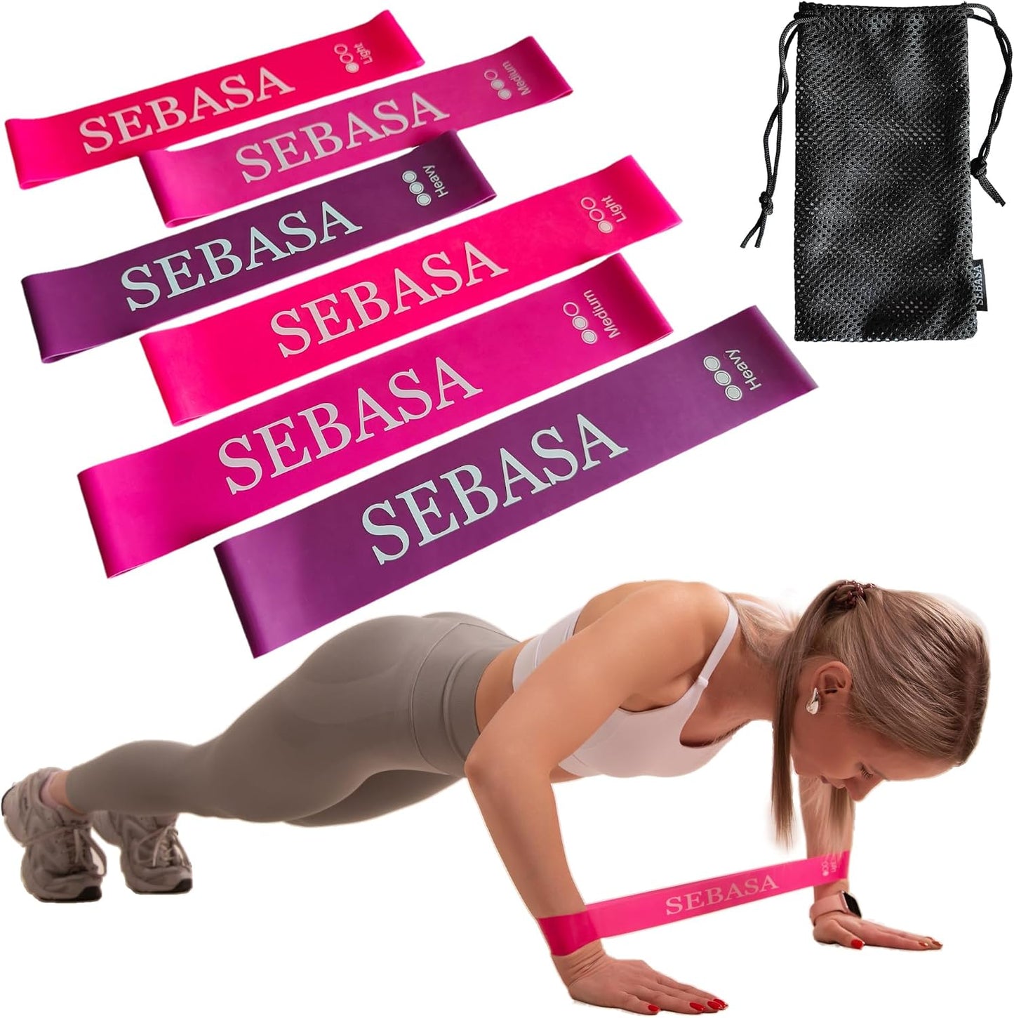 Dual-Size Exercise Bands, Mini Loop Resistance Bands, Set of 6 Elastic Bands, Small Exercise Bands, Fitness Bands Assorted Sizes, Full Body Workout Bands, Natural Latex Fitness Bands