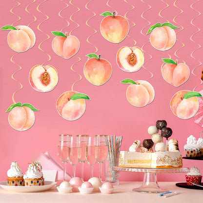 Peach Party Hanging Swirls Peach Birthday Party Supplies 20PCS Sweet Peaches Hanging Ceiling Streamers Sweet As a Peach Party Decorations for Little Peach Baby Shower Wedding Decor