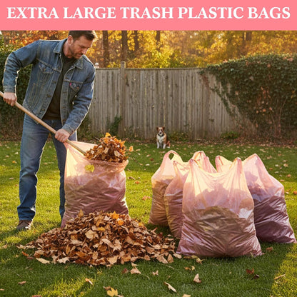 Qilery 120 Pcs Extra Large Pink T- Shirt Bags Bulk 36" x 8" x 24" Jumbo Size Plastic Shopping Grocery Retail Trash Bags with Handle for Business, Retails, Restaurant, Grocery, Take Out, Supermarket