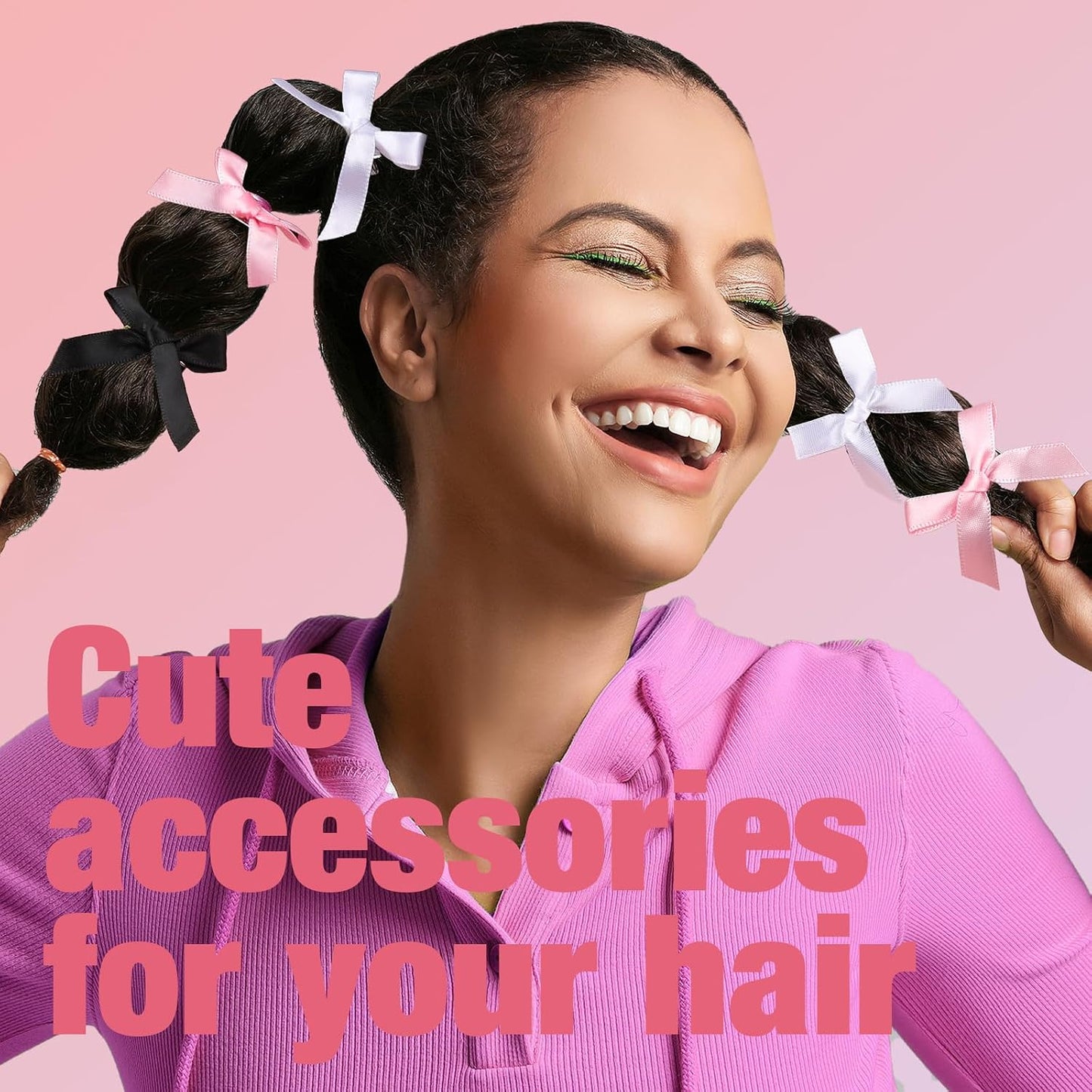 Teenitor 30pcs Hair Bow Pink Bow, Pink Black White Bows for Hair Small Hair Bows, Hair Bow Clips Cute Black White Bow Hair Accessories
