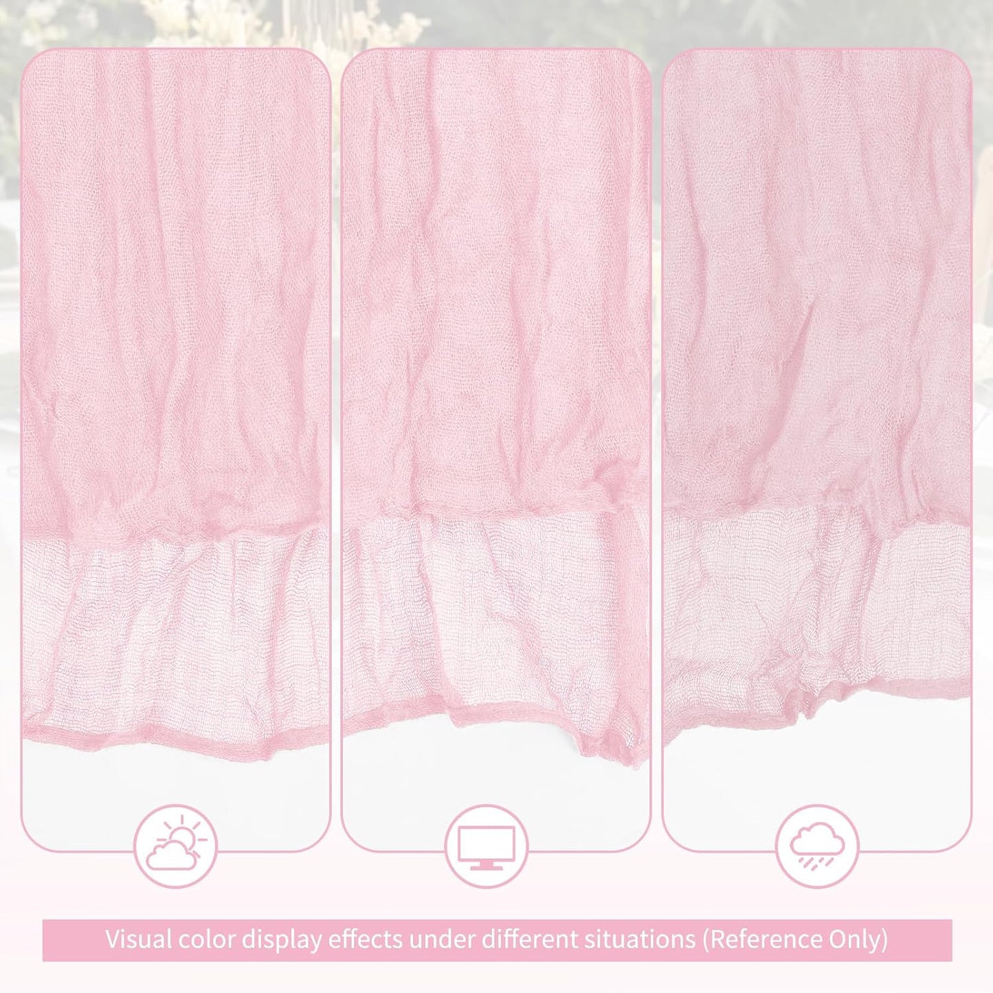 YMHPRIDE 6 Pack Light Pink Cheesecloth Table Runner 17 x 108 inch Table Runner Long Boho Cheese Cloth Gauze Semi Sheer Cheese Cloth Table Runners for Wedding Party Birthday Baby Shower