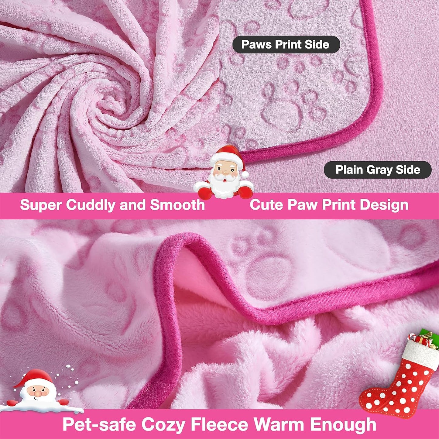 Pink Cat Blanket for Kitten Beds, Flannel Pink Stuff Cute Paw Print, 24 * 32 inches Dog Girls Blanket, Puppy Ragdoll Kitten Necessities