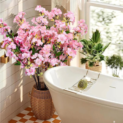 6Pcs Pink Artificial Cherry Blossom Branches for Home Decor 27’’ Faux Silk Long Stem Flowers for Spring Dining Wedding Party Decoration Indoor Table Centerpieces