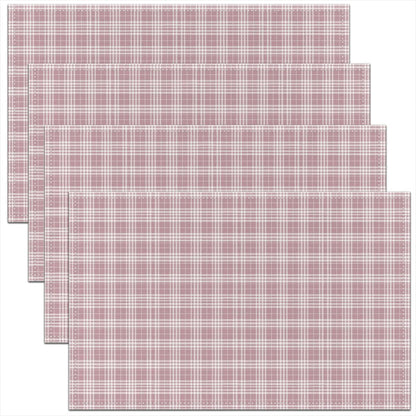 Manfei Grid Kids Placemats Set of 4,Geometric Plaid Square Splicing Table Place Mats,Minimalist Fashion Fresh Kitchen Decor,White Pink Placemat Kitchen Table Decoration 12"x18"