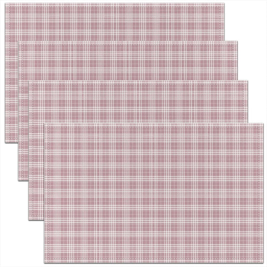 Manfei Grid Kids Placemats Set of 4,Geometric Plaid Square Splicing Table Place Mats,Minimalist Fashion Fresh Kitchen Decor,White Pink Placemat Kitchen Table Decoration 12"x18"