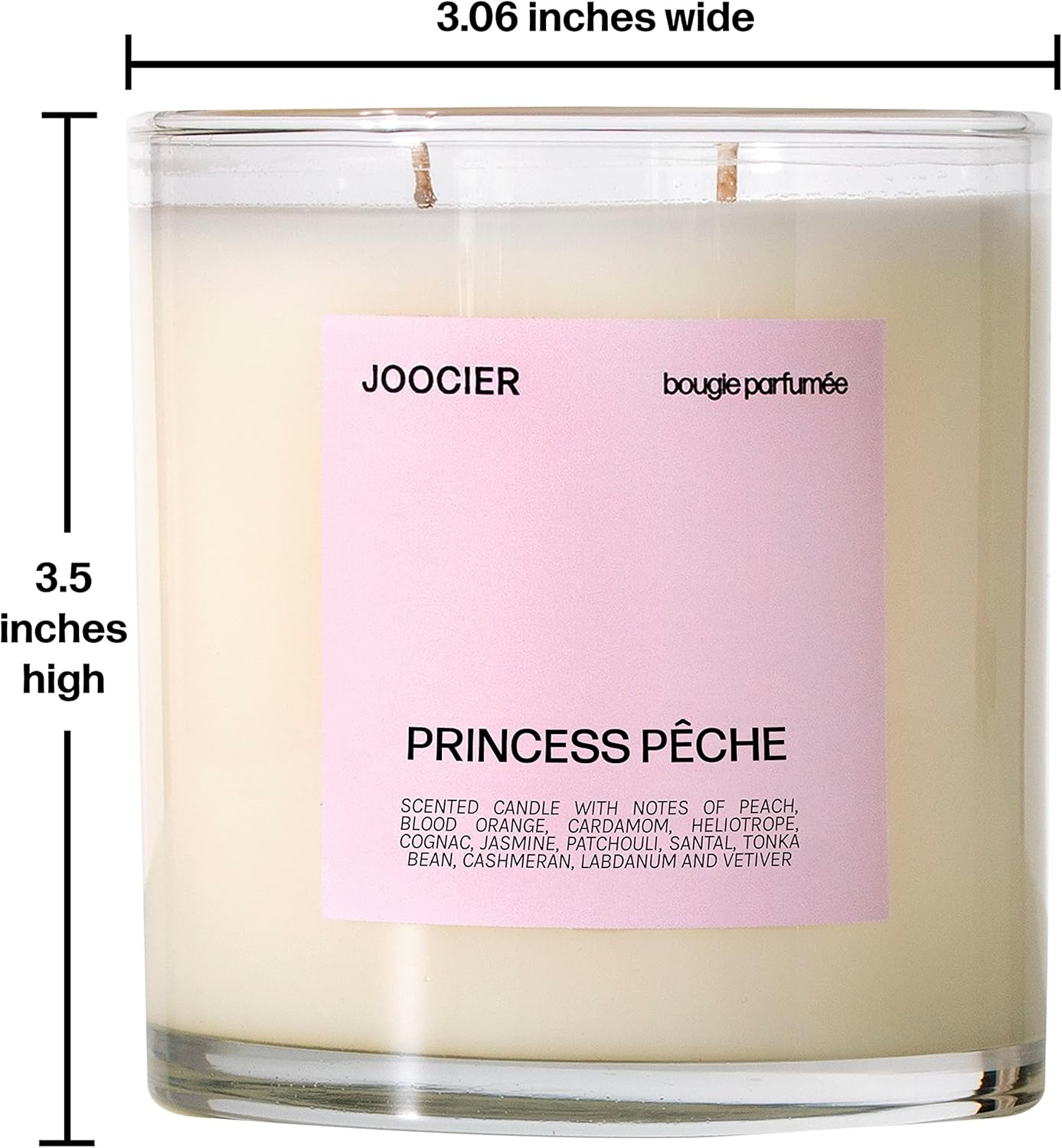 | Princess Peche Candle- Peach, Cognac, Patchouli, Santal | Bitter Peach Fragrance Inspired Candle 70+ Hour Burn time Double Wick Luxury Home Fragrance Scented Candle Home décor Non Toxic