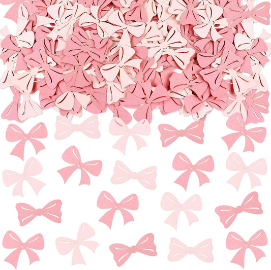 200Pcs Double-sided Pink Bows Confetti Bow Bowknot Table Decorations for Baby Shower Girls Coquette Birthday Party Decoration Bridal Shower Engagement Wedding Bachelorette Party Confetti Supplies